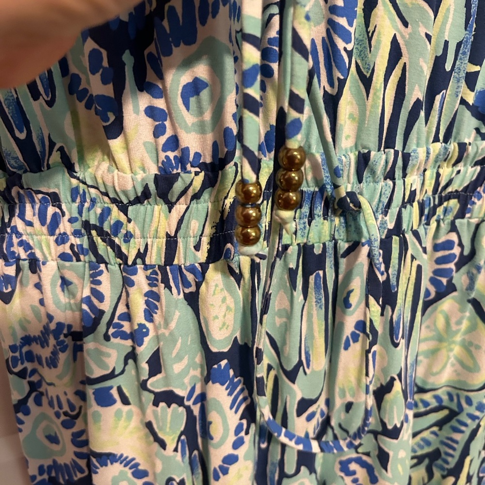 Lilly Pulitzer Blue and Green Jumpsuit with Watercolor Print - Picture 4 of 7